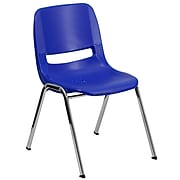 Flash Furniture Hercules Molded Plastic Shell Stackable Chair With Chrome Frame, Navy, 20/Pack