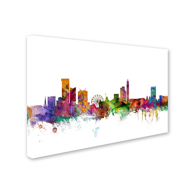 Trademark Michael Tompsett "Birmingham England Skyline" Gallery-Wrapped Canvas Art, 12" x 19" image 1