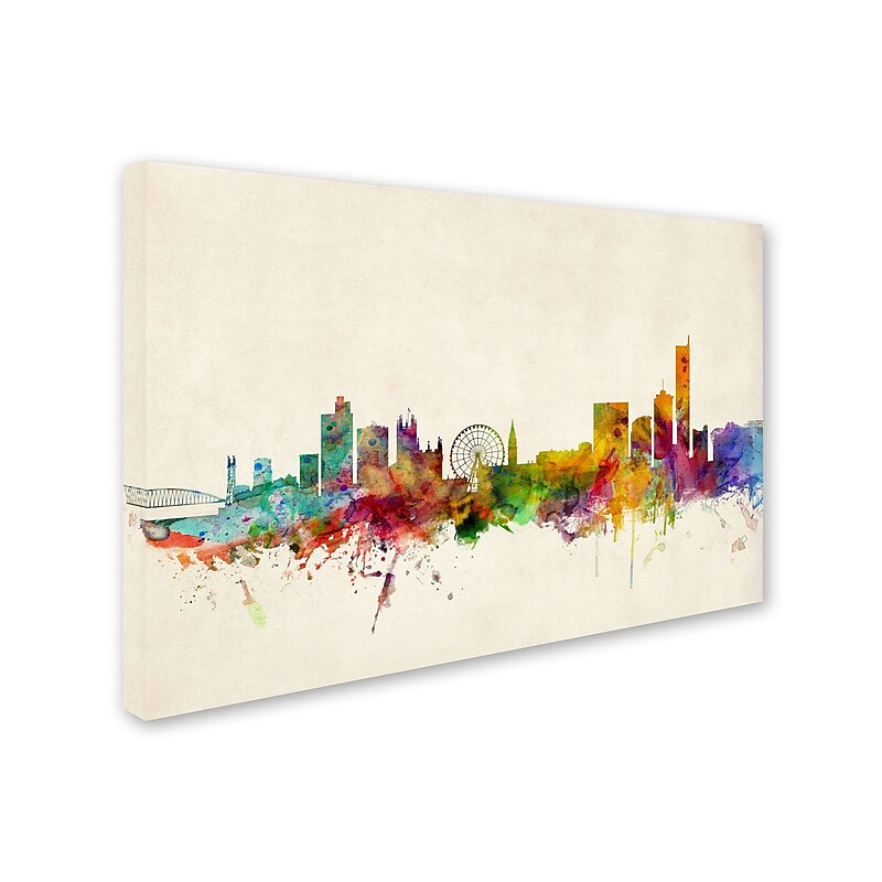 Trademark Michael Tompsett "Manchester England Skyline" Gallery-Wrapped Canvas Art, 16" x 24" image 1