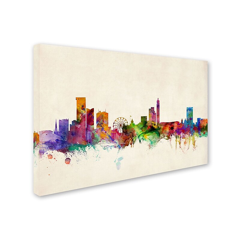 Trademark Michael Tompsett "Birmingham England Skyline II" Gallery-Wrapped Canvas Art, 16" x 24" image 1