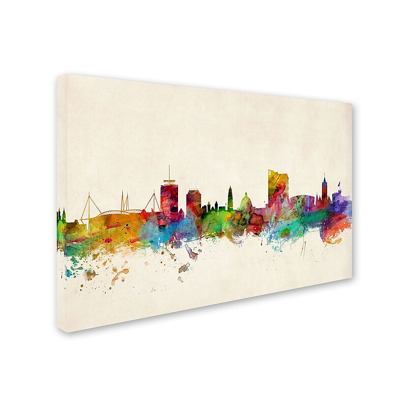 Trademark Michael Tompsett "Cardiff Wales Skyline" Gallery-Wrapped Canvas Art, 30" x 47" image 1