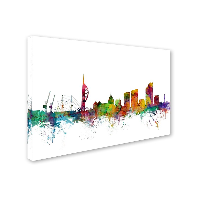 Trademark Michael Tompsett "Portsmouth England Skyline II" Gallery-Wrapped Canvas Art, 12" x 19" image 1