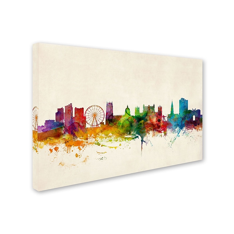 Trademark Michael Tompsett "Nottingham England Skyline" Gallery-Wrapped Canvas Art, 30" x 47" image 1
