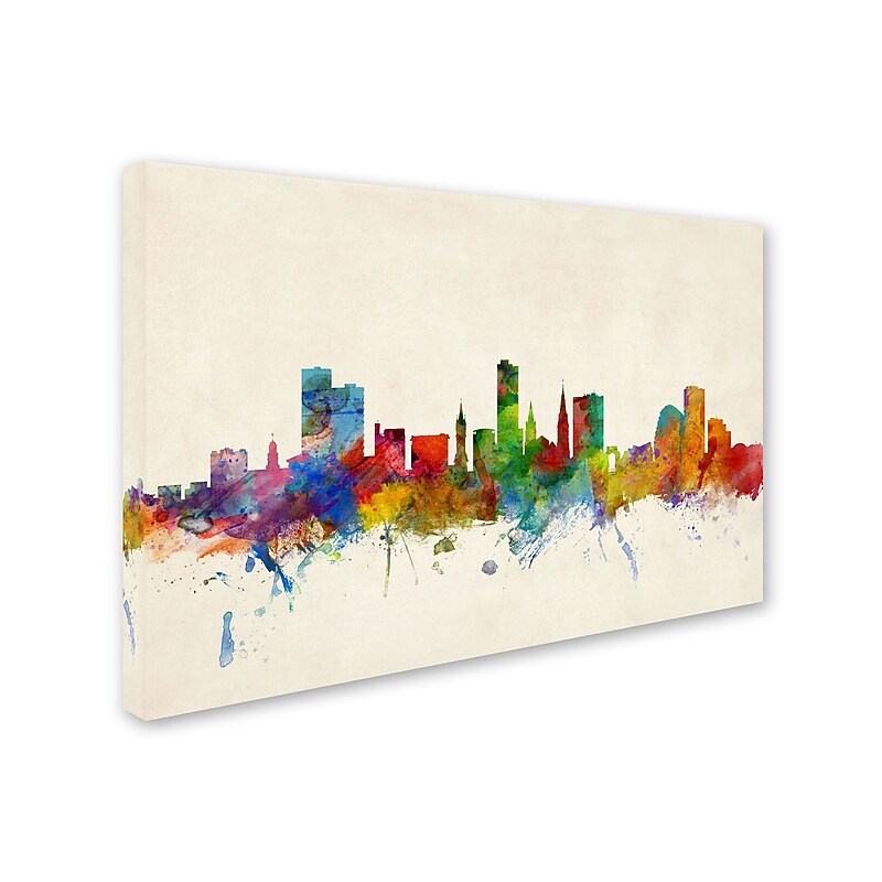 Trademark Michael Tompsett "Leicester England Skyline" Gallery-Wrapped Canvas Art, 16" x 24" image 1