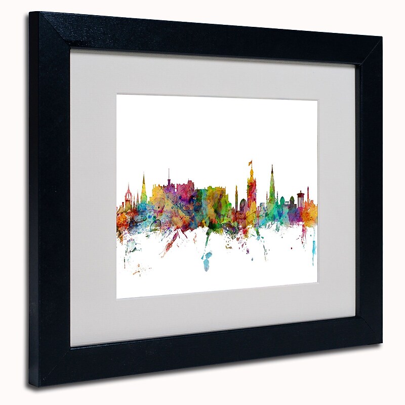 Trademark Michael Tompsett "Edinburgh Scotland Skyline II" Art, White Matte W/Black Frame, 11" x 14" image 1