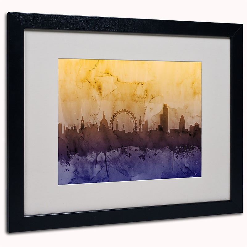 Trademark Michael Tompsett "London England Skyline III" Art, White Matte W/Black Frame, 16" x 20" image 1
