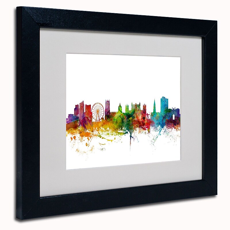Trademark Michael Tompsett "Nottingham England Skyline II" Art, White Matte W/Black Frame, 11" x 14" image 1