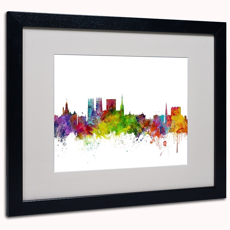 Trademark Michael Tompsett "York England Skyline II" Art, White Matte W/Black Frame, 16" x 20" image 1