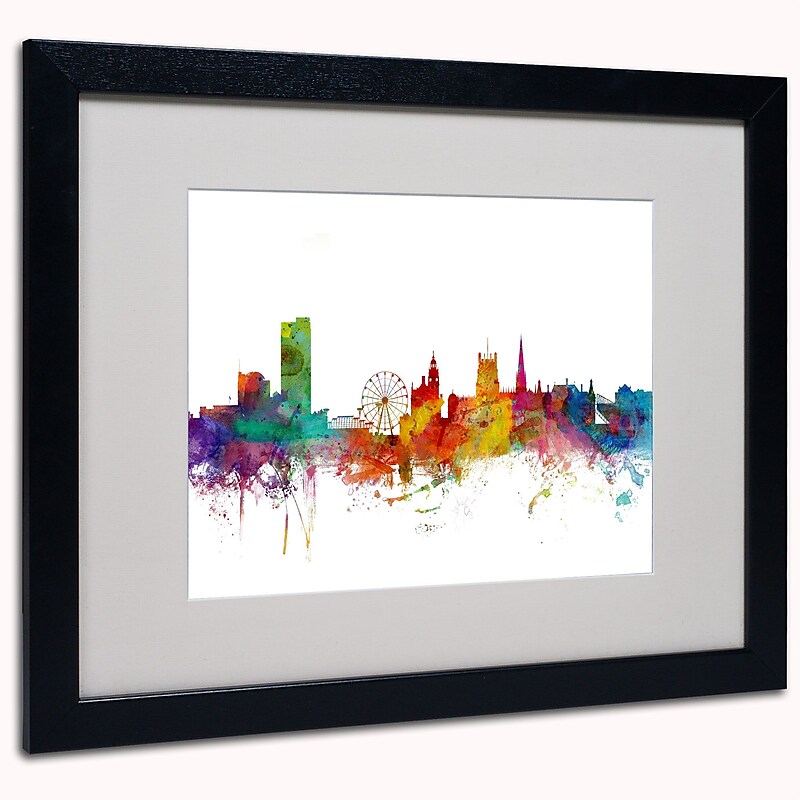 Trademark Michael Tompsett "Sheffield England Skyline II" Art, White Matte W/Black Frame, 16" x 20" image 1