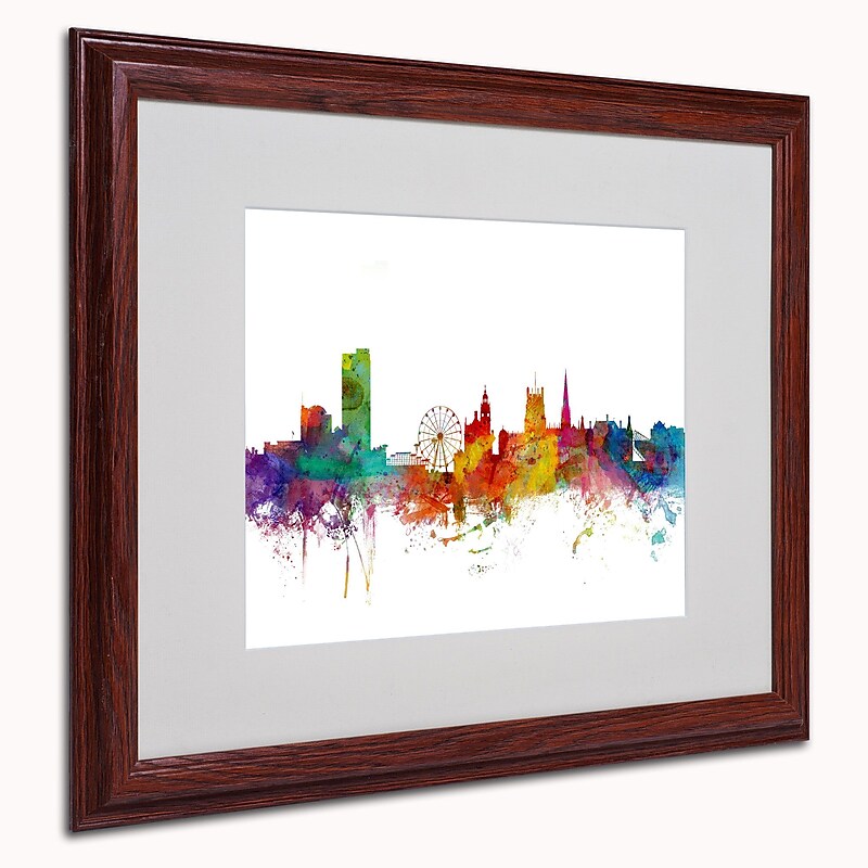 Trademark Michael Tompsett "Sheffield England Skyline II" Art, White Matte W/Wood Frame, 16" x 20" image 1