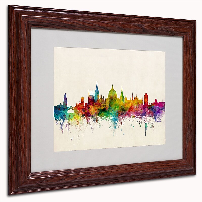 Trademark Michael Tompsett "Oxford England Skyline" Art, White Matte W/Wood Frame, 11" x 14" image 1