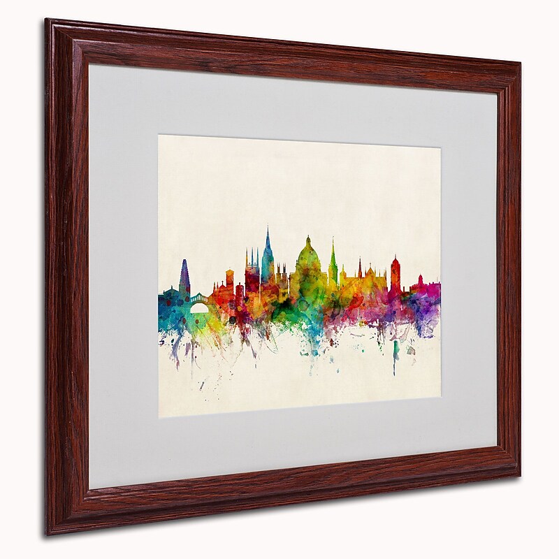 Trademark Michael Tompsett "Oxford England Skyline" Art, White Matte W/Wood Frame, 16" x 20" image 1