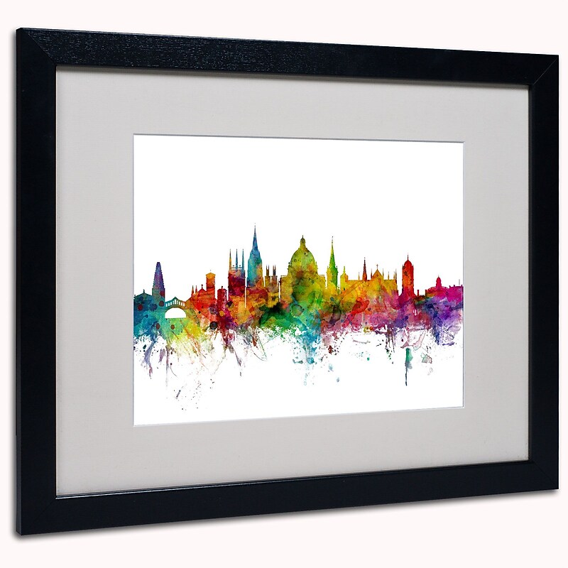 Trademark Michael Tompsett "Oxford England Skyline II" Art, White Matte W/Black Frame, 16" x 20" image 1