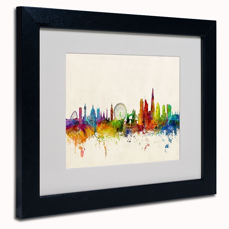 Trademark Michael Tompsett "London England Skyline VII" Art, White Matte W/Black Frame, 11" x 14" image 1