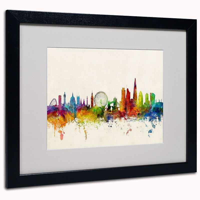 Trademark Michael Tompsett "London England Skyline VII" Art, White Matte W/Black Frame, 16" x 20" image 1