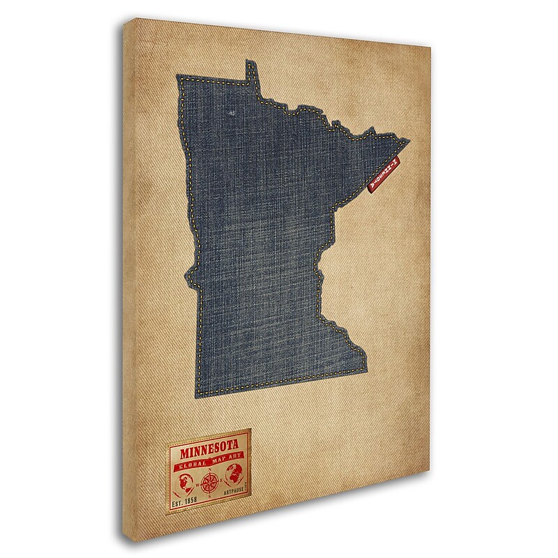 Trademark Michael Tompsett "Minnesota Map Denim Jeans Style" Gallery-Wrapped Canvas Art, 24" x 32" image 1