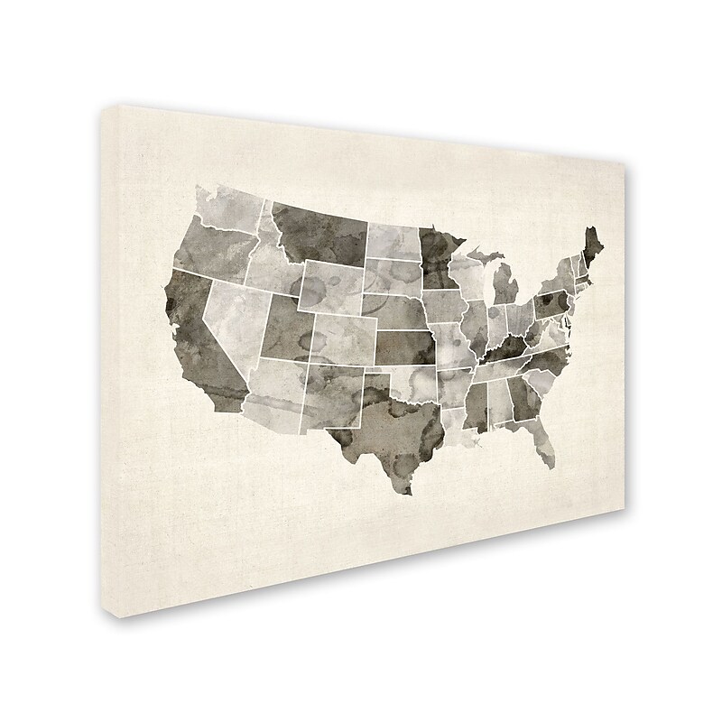 Trademark Michael Tompsett "United States Watercolor Map" Gallery-Wrapped Canvas Art, 14" x 19" image 1
