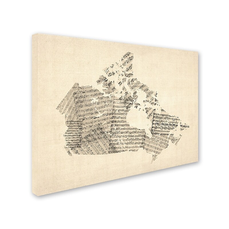 Trademark Michael Tompsett "Old Sheet Music Map of Canada" Gallery-Wrapped Canvas Art, 24" x 32" image 1
