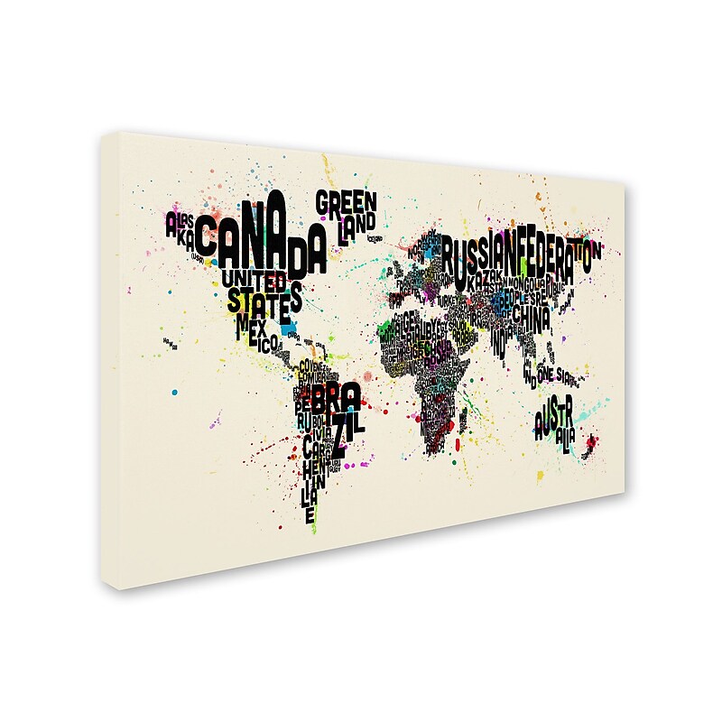 Trademark Michael Tompsett "Text Map of the World IV" Gallery-Wrapped Canvas Art, 35" x 47" image 1