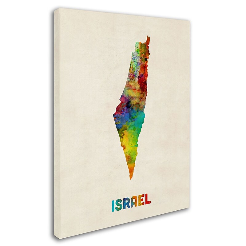 Trademark Michael Tompsett "Israel Watercolor Map" Gallery-Wrapped Canvas Art, 14" x 19" image 1