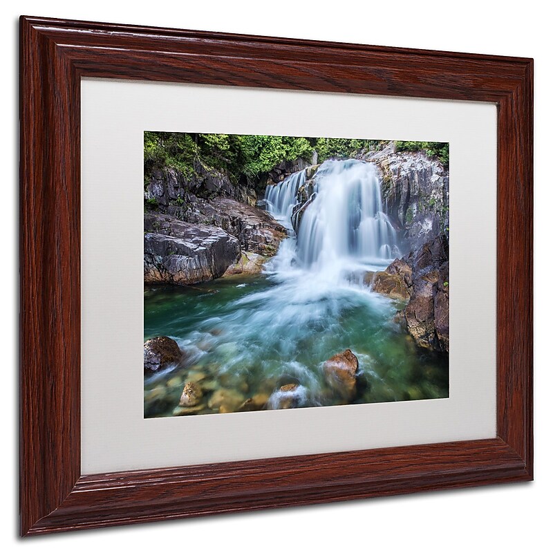 Trademark Pierre Leclerc "Golden Ears Falls" Art, White Matte W/Wood Frame, 11" x 14" image 1