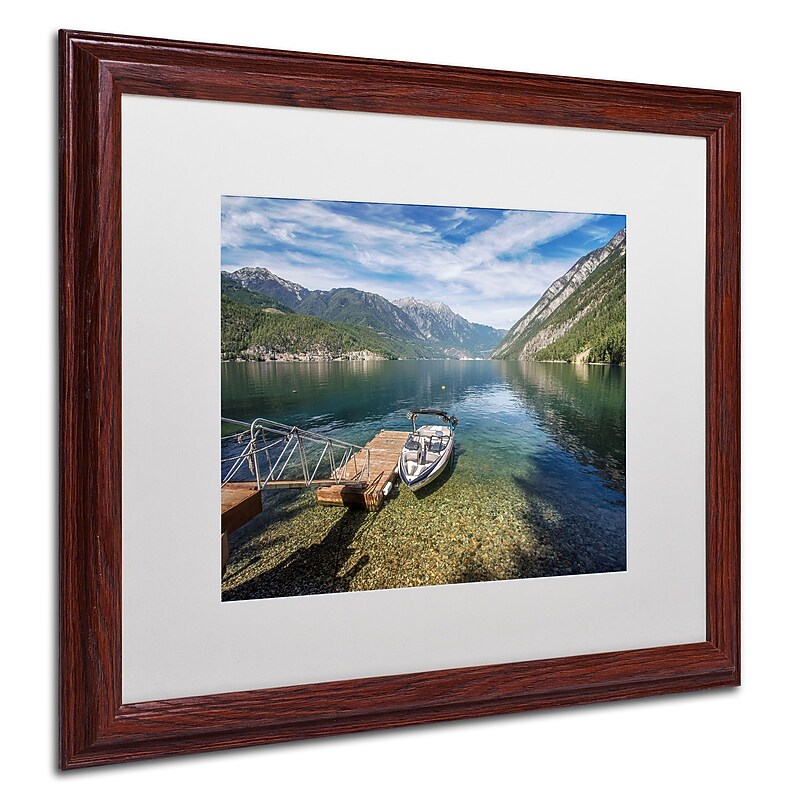 Trademark Pierre Leclerc "Lake" Art, White Matte W/Wood Frame, 16" x 20" image 1