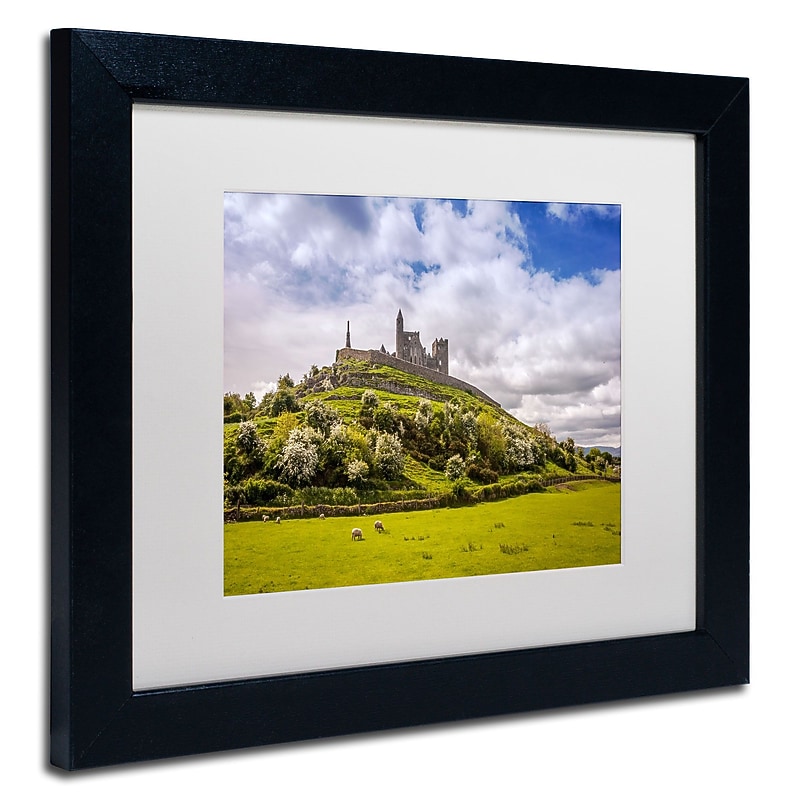 Trademark Pierre Leclerc "Rock Of Cashel Ireland" Art, White Matte W/Black Frame, 11" x 14" image 1