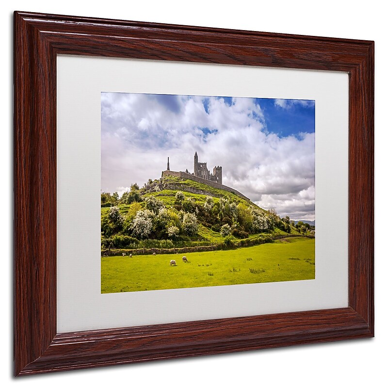 Trademark Pierre Leclerc "Rock Of Cashel Ireland" Art, White Matte W/Wood Frame, 11" x 14" image 1