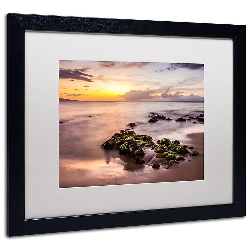 Trademark Pierre Leclerc "Wailea Sunset" Art, White Matte W/Black Frame, 16" x 20" image 1
