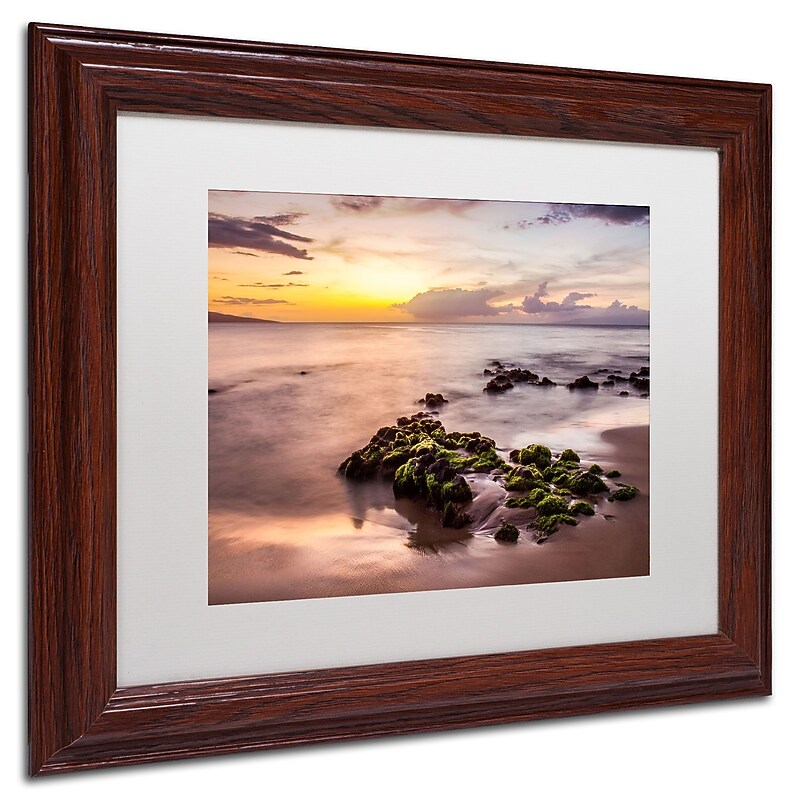 Trademark Pierre Leclerc "Wailea Sunset" Art, White Matte W/Wood Frame, 11" x 14" image 1