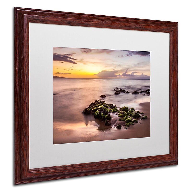 Trademark Pierre Leclerc "Wailea Sunset" Art, White Matte W/Wood Frame, 16" x 20" image 1