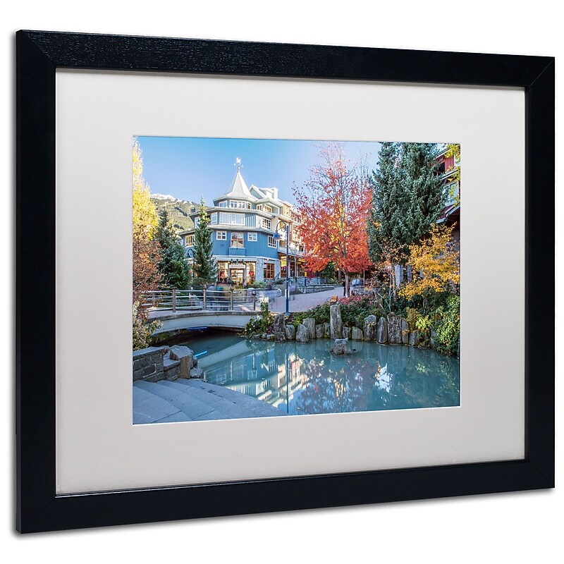 Trademark Pierre Leclerc "Whistler Plaza Autumn" Art, White Matte W/Black Frame, 16" x 20" image 1