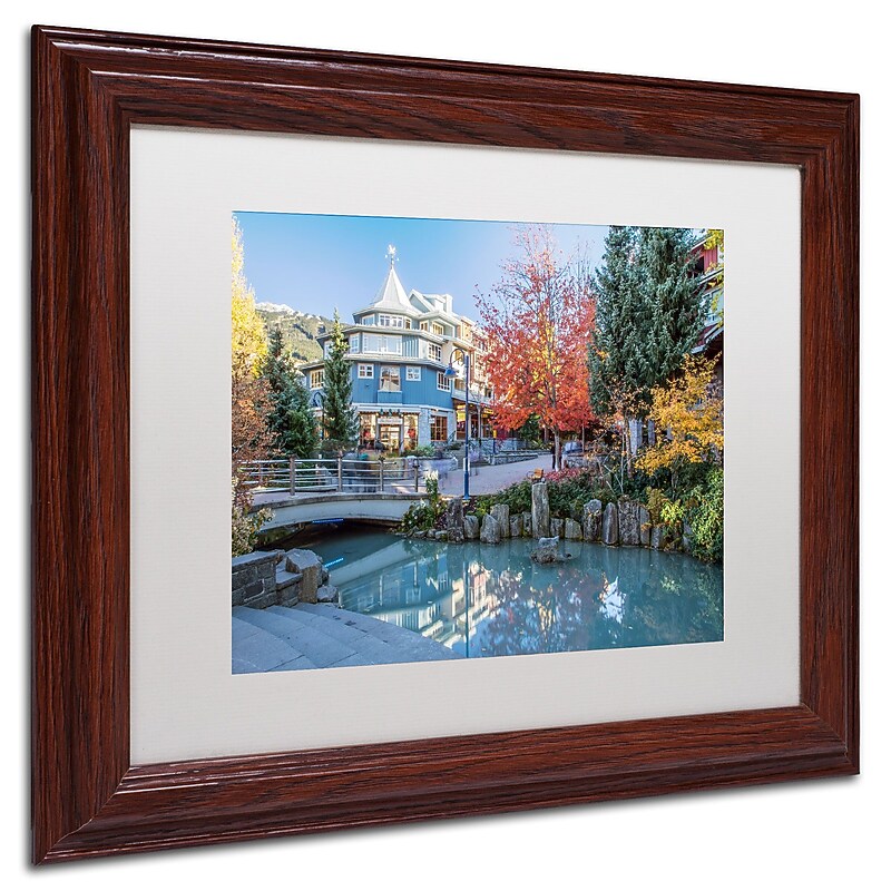 Trademark Pierre Leclerc "Whistler Plaza Autumn" Art, White Matte W/Wood Frame, 11" x 14" image 1