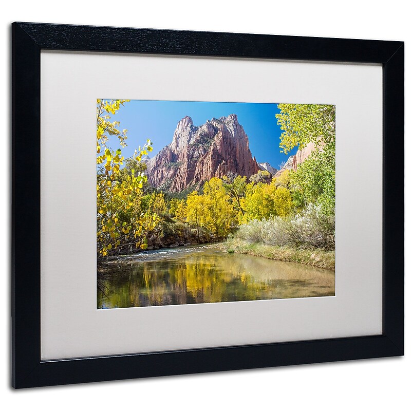 Trademark Pierre Leclerc "Zion Autumn" Art, White Matte W/Black Frame, 16" x 20" image 1