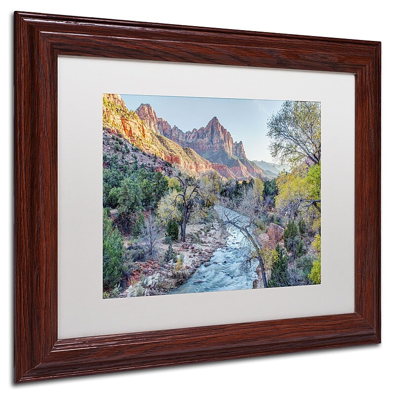 Trademark Pierre Leclerc "Zion Watchman" Art, White Matte W/Wood Frame, 11" x 14" image 1