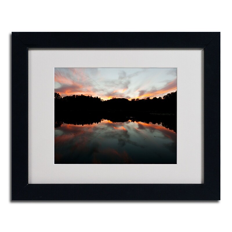 Trademark Kurt Shaffer "Kendal Lake Sunset" Art, White Matte W/Black Frame, 11" x 14" image 1