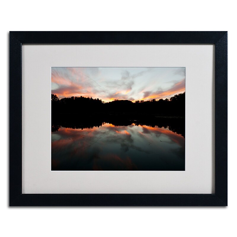 Trademark Kurt Shaffer "Kendal Lake Sunset" Art, White Matte W/Black Frame, 16" x 20" image 1