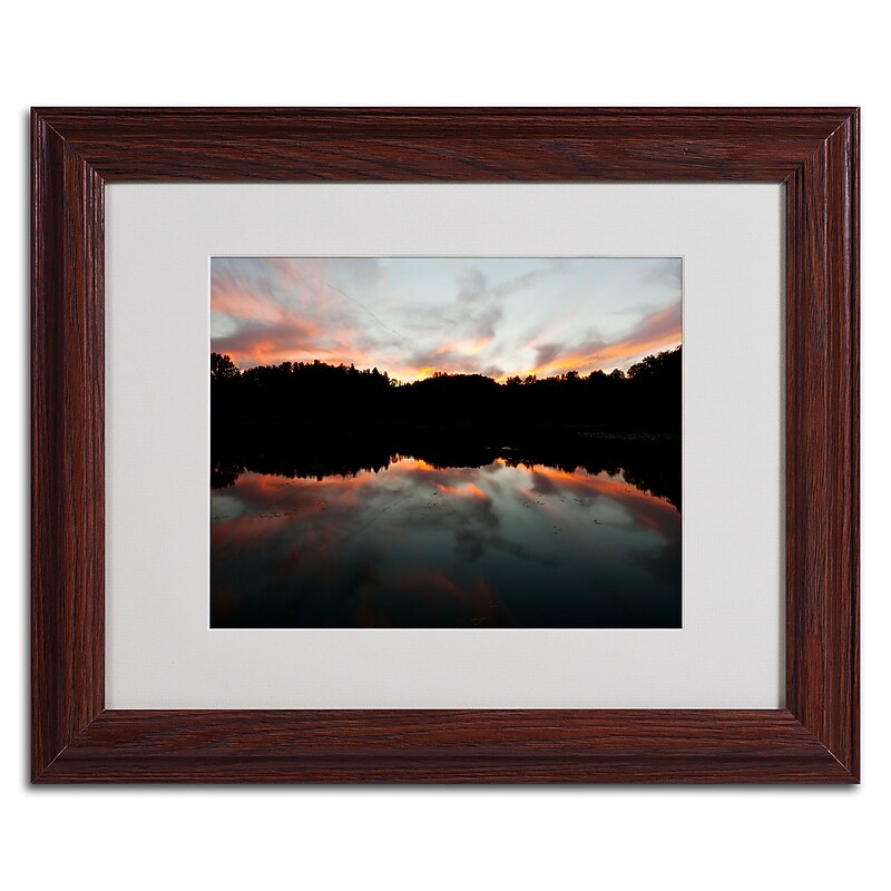 Trademark Kurt Shaffer "Kendal Lake Sunset" Art, White Matte W/Wood Frame, 11" x 14" image 1