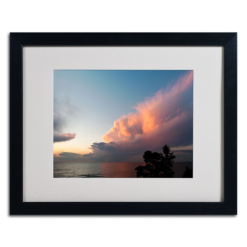 Trademark Kurt Shaffer "Summer Sunset Storm" Art, White Matte W/Black Frame, 16" x 20" image 1