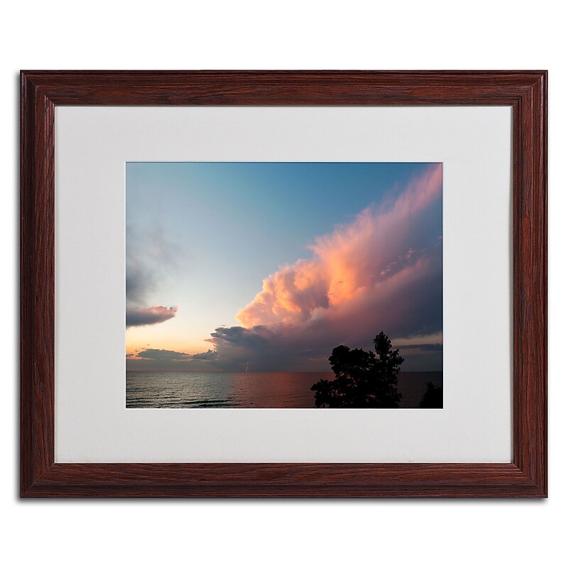 Trademark Kurt Shaffer "Summer Sunset Storm" Art, White Matte W/Wood Frame, 16" x 20" image 1