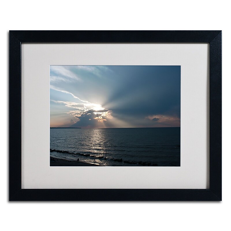 Trademark Kurt Shaffer "Waiting for Sunset" Art, White Matte W/Black Frame, 16" x 20" image 1