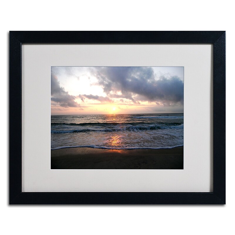 Trademark Monica Fleet "Gentle Rise" Art, White Matte W/Black Frame, 16" x 20" image 1