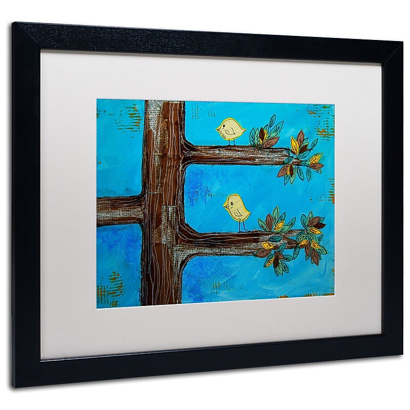 Trademark Nicole Dietz "Birds in a Tree Mixed Media" Art, White Matte W/Black Frame, 16" x 20" image 1