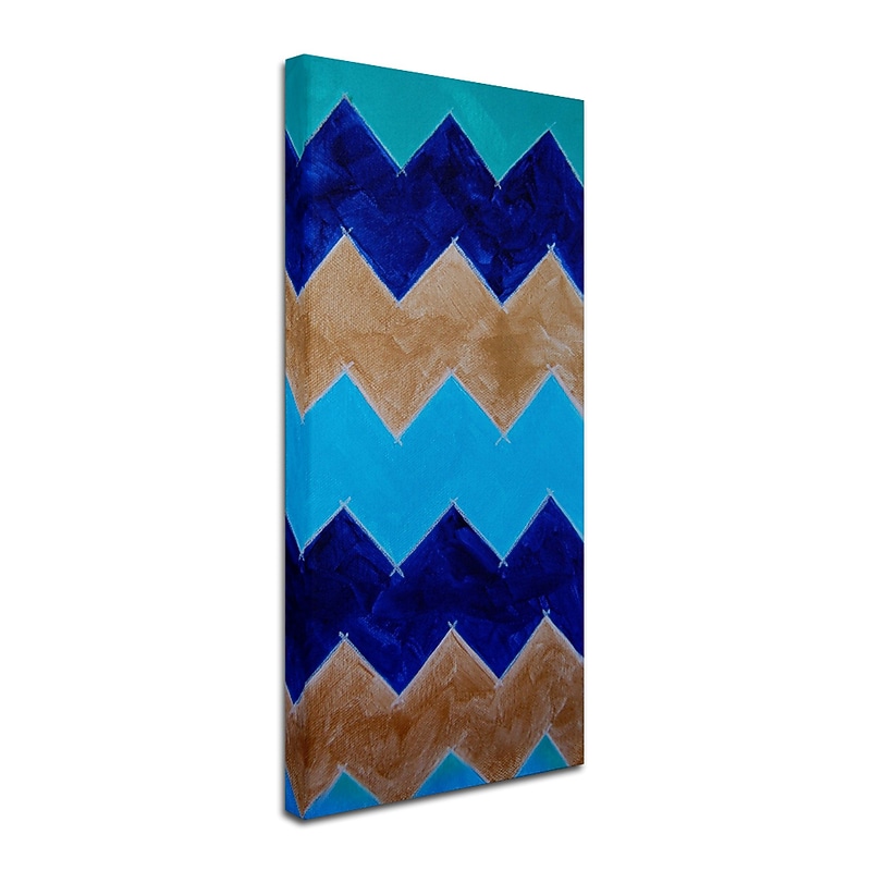 Trademark Nicole Dietz "Blue and Gold Chevron" Gallery-Wrapped Canvas Art, 16" x 32" image 1
