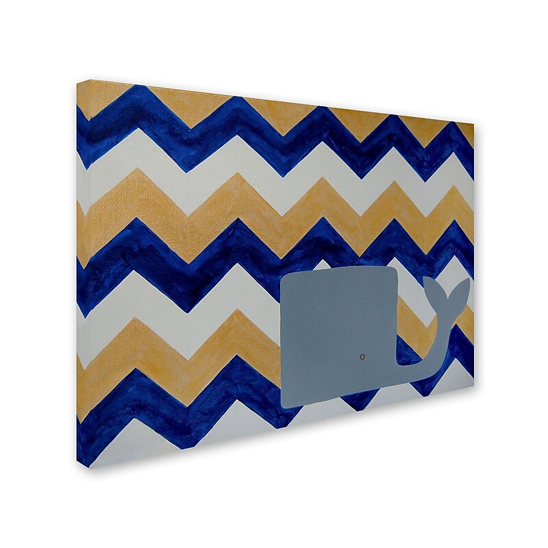 Trademark Nicole Dietz "Blue and Gold Whale Chevron" Gallery-Wrapped Canvas Art, 35" x 47" image 1