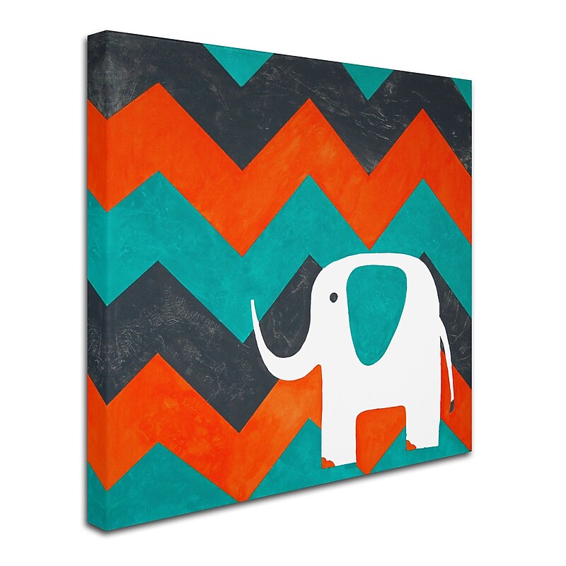 Trademark Nicole Dietz "Elephant on Chevron" Gallery-Wrapped Canvas Art, 24" x 24" image 1