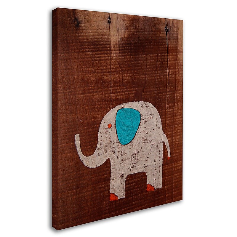 Trademark Nicole Dietz "Elephant on Wood" Gallery-Wrapped Canvas Art, 35" x 47" image 1