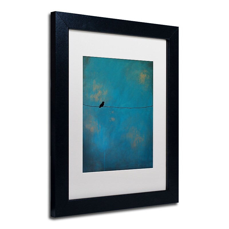 Trademark Nicole Dietz "Lone Bird Blue" Art, White Matte W/Black Frame, 11" x 14" image 1