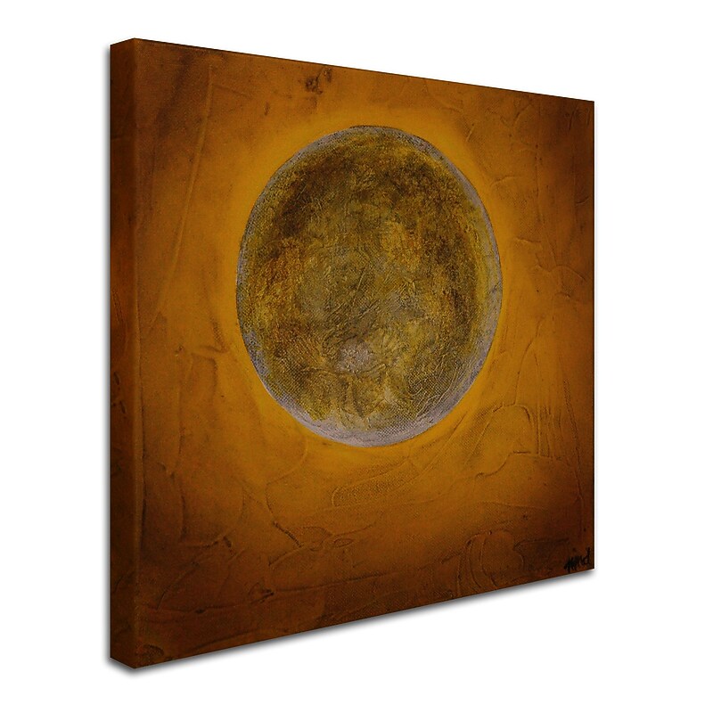 Trademark Nicole Dietz "Moon on Yellow" Gallery-Wrapped Canvas Art, 24" x 24" image 1