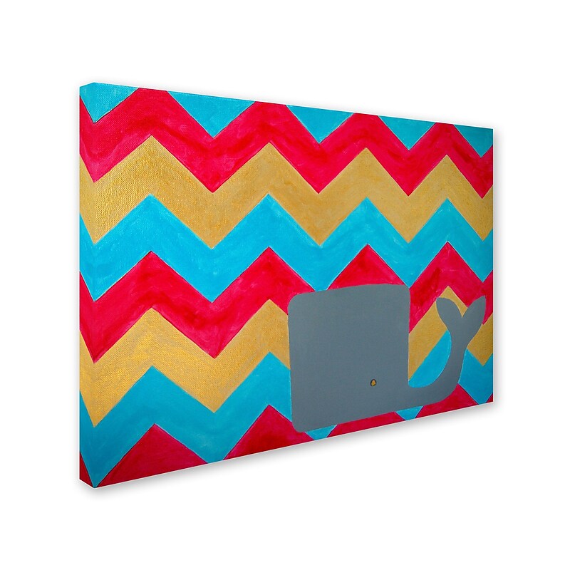 Trademark Nicole Dietz "Pink and Gold Whale Chevron" Gallery-Wrapped Canvas Art, 14" x 19" image 1